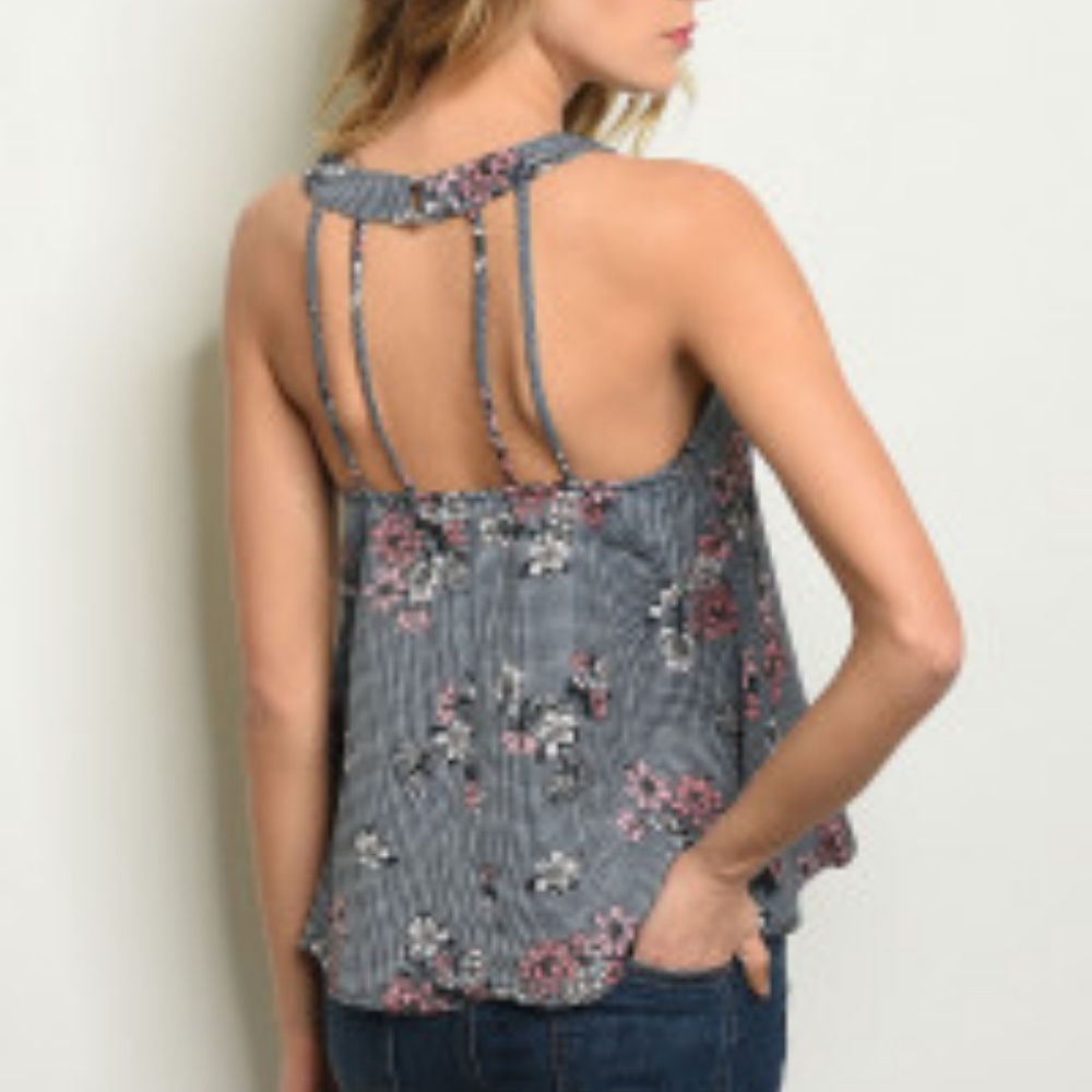TODAY'S DEAL!! NAVY FLORAL SLEEVELESS TOP - Picture 8 of 8
